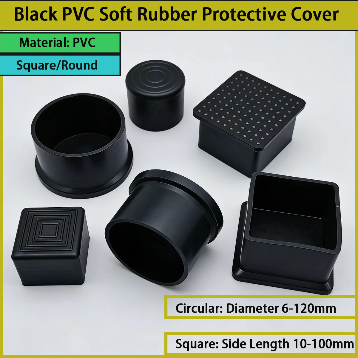 Kare/dairesel siyah PVC yumuşa - Used Furniture Hardware incelemesi ve fiyatı